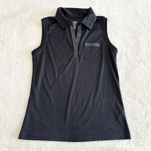 IZOD Sleeveless Polo Women's Size S Black Split Front Sequins Golf Shirt